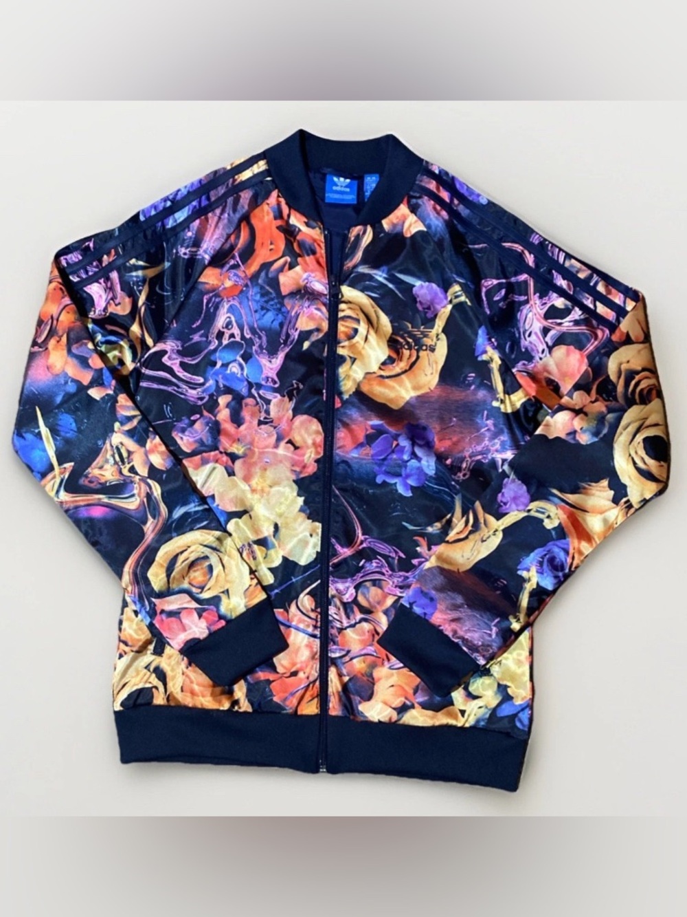 Adidas Original Rose Floral Print Track Jacket Sz. 13-14 Youth Womens Large RARE